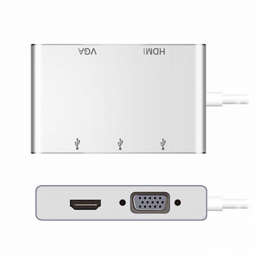 Переходник с USB-C на HDMI , VGA , 3хUSB 3.0
