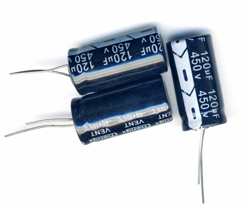 Конденсатор электролитический 120x450v (18x37 мм)