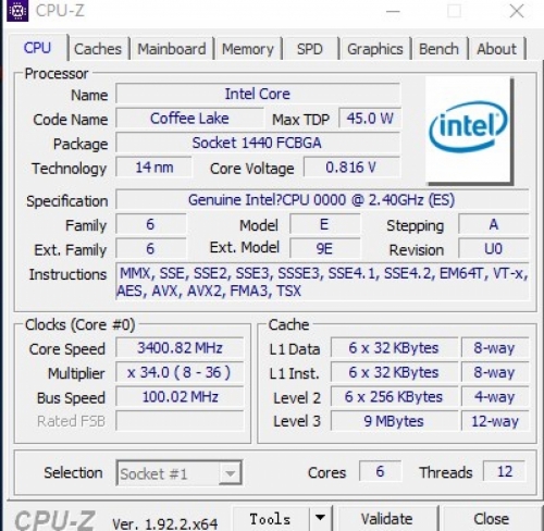 QNCT , замена SR3YY , SRF6U  процессор Intel Core i7-8700H . Coffee Lake-H , BGA1440 , ES