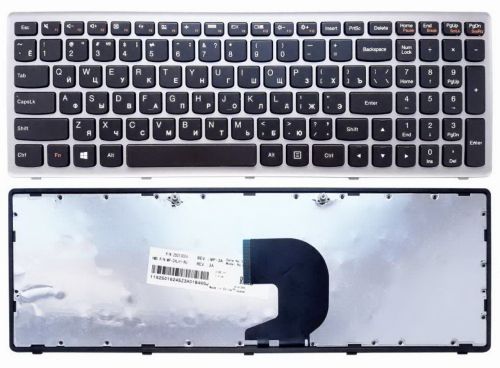 Клавиатура ноутбука Lenovo P500, Z500 черная ,серая рамка
