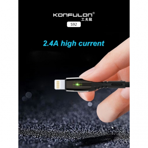 Качественный прочный кабель Lightning для Iphone и Ipad 1 м. Konfulon S92
